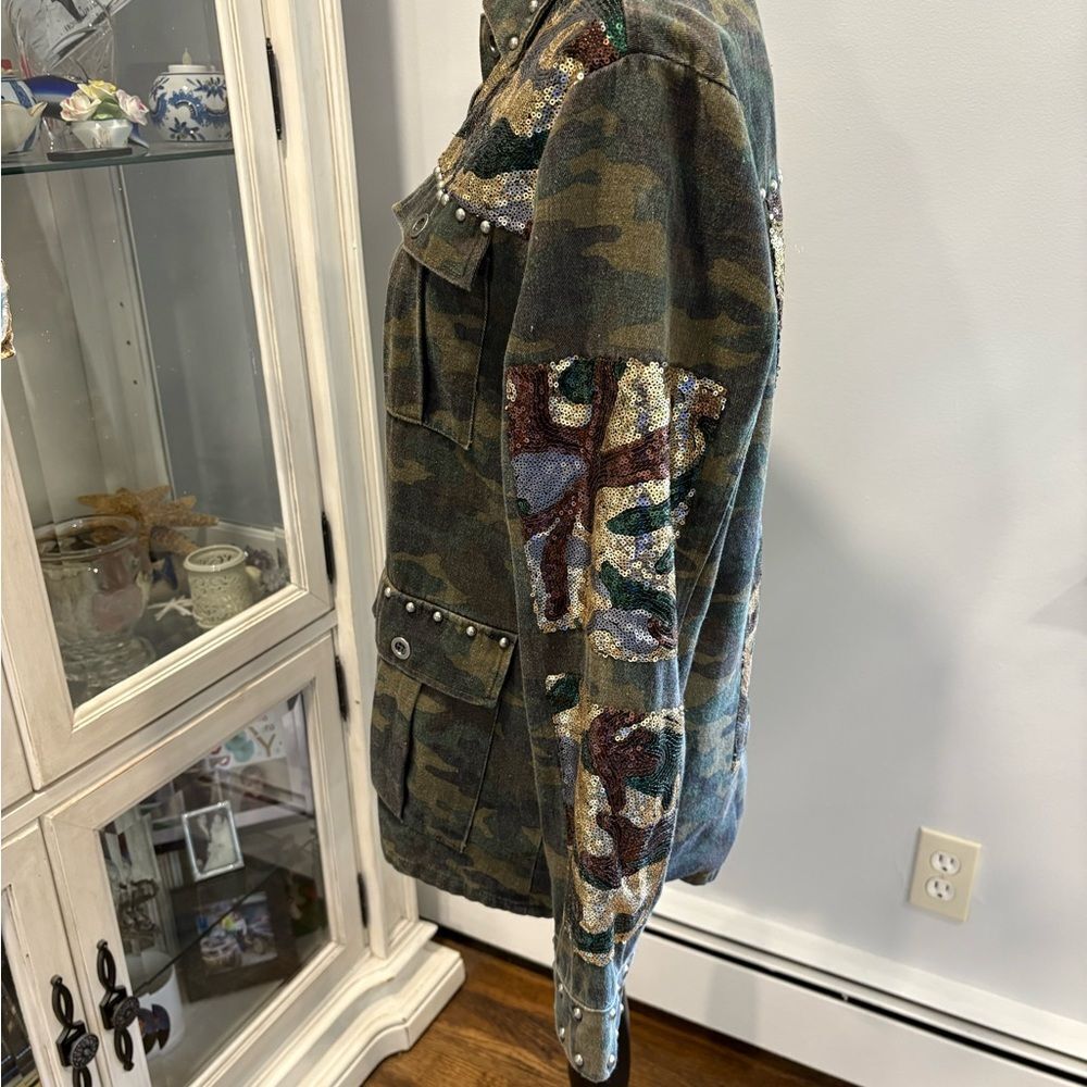 Miss Me Camouflage Sequin Jean Jacket - Picture 9 of 16